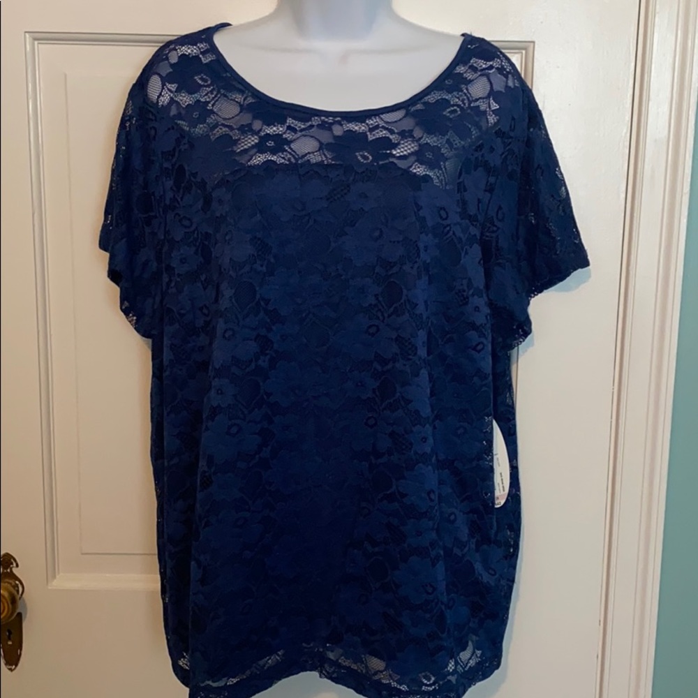 Boutique 2X blue lace top